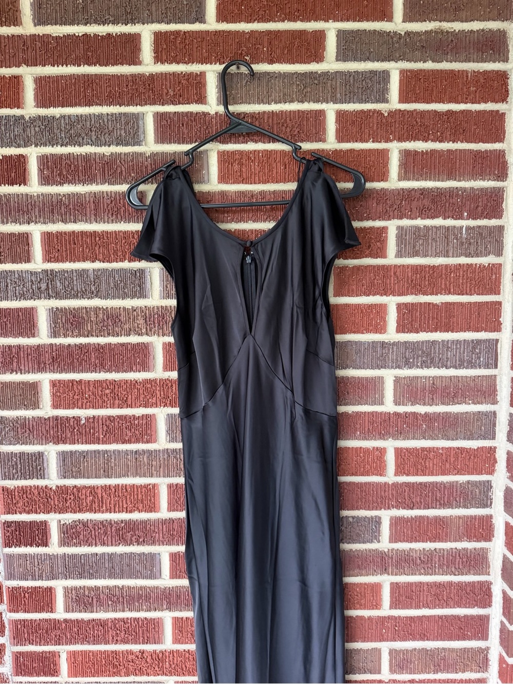 NWT Black Open-Shoulder Satin Maxi Dress
